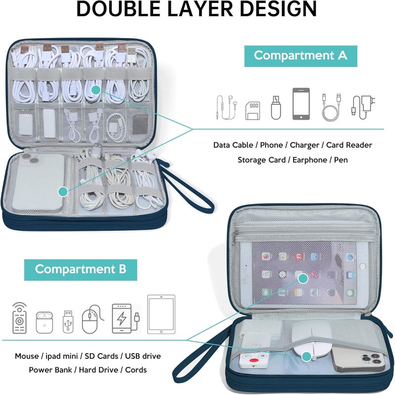 CILLA Electronics Organizer Travel, Travel Cord Organizer Case, Compact Electronics Accessories Bag for Cable, Cord, Charger, Phone - Image 3